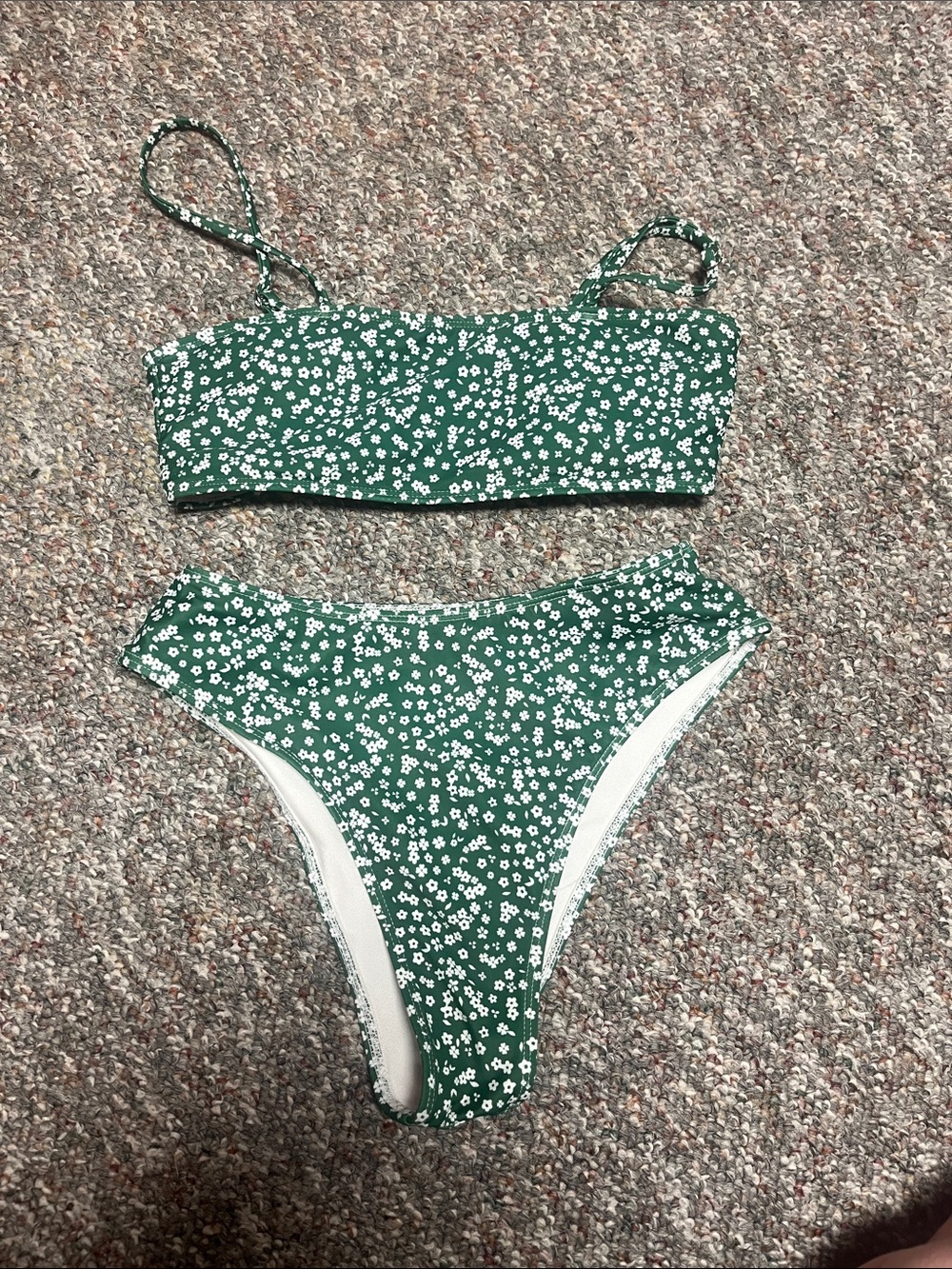 Green Floral Two-Piece Bikini Set